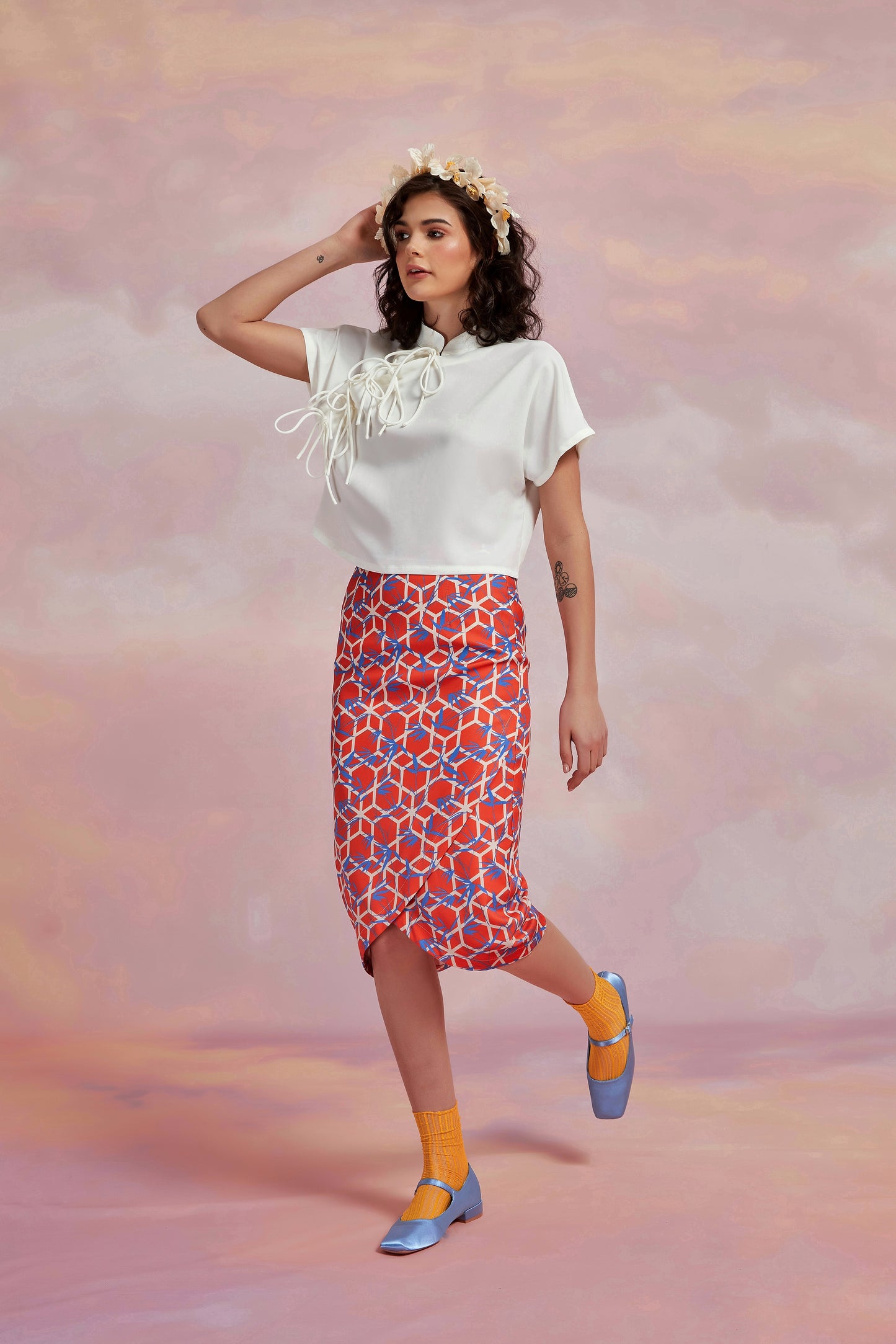 HANABIRA SKIRT ROUGE BAMBOO