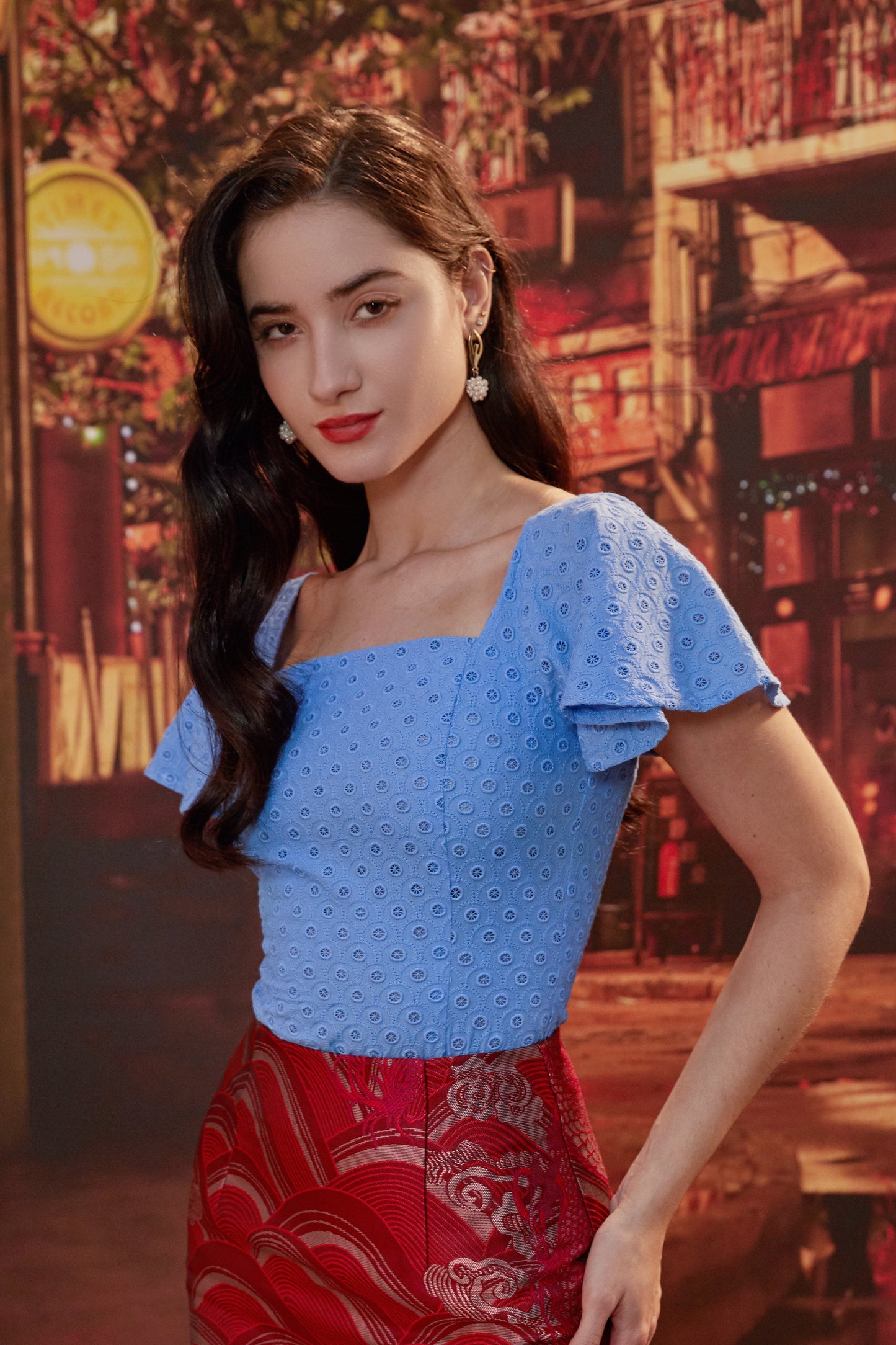 ALEAH TOP IN SMOKY BLUE