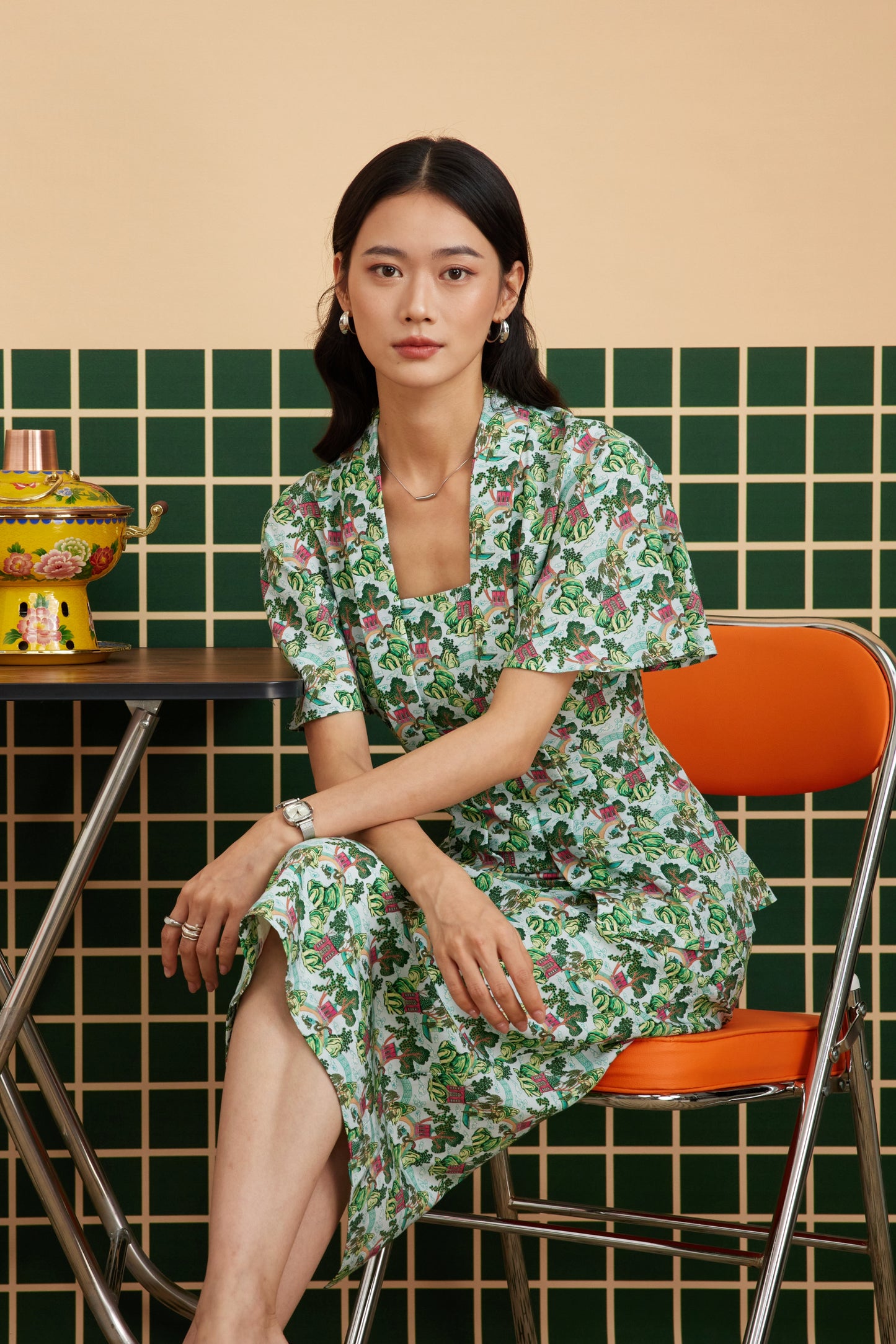 NARI SKIRT IN CHINOISERIE GREEN