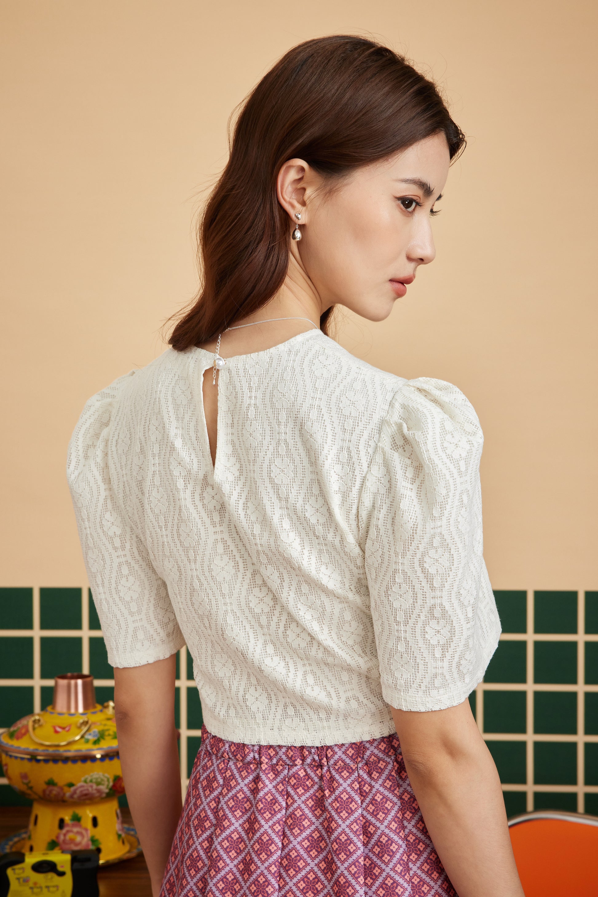 CAMISA IN CROCHET CREAM