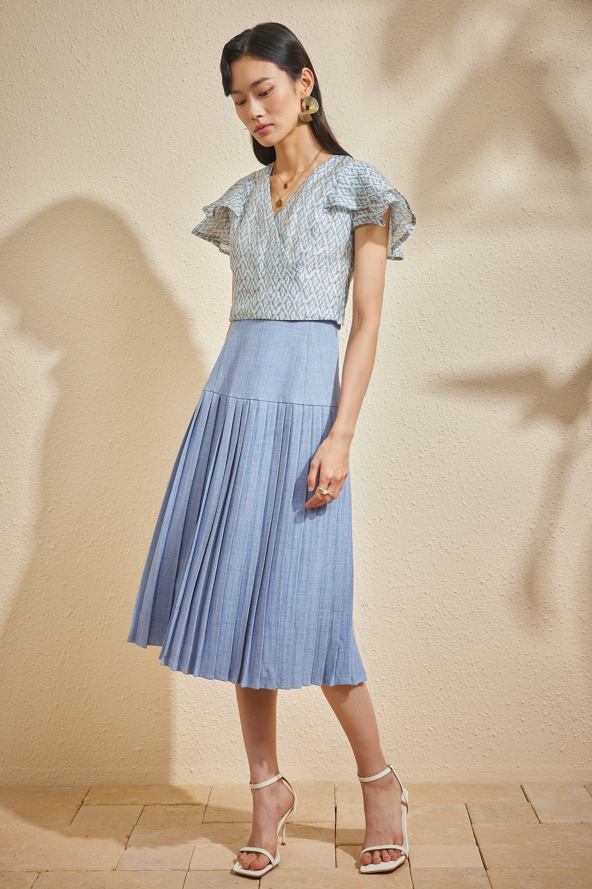 PLISSER SKIRT IN MORNING TIDE