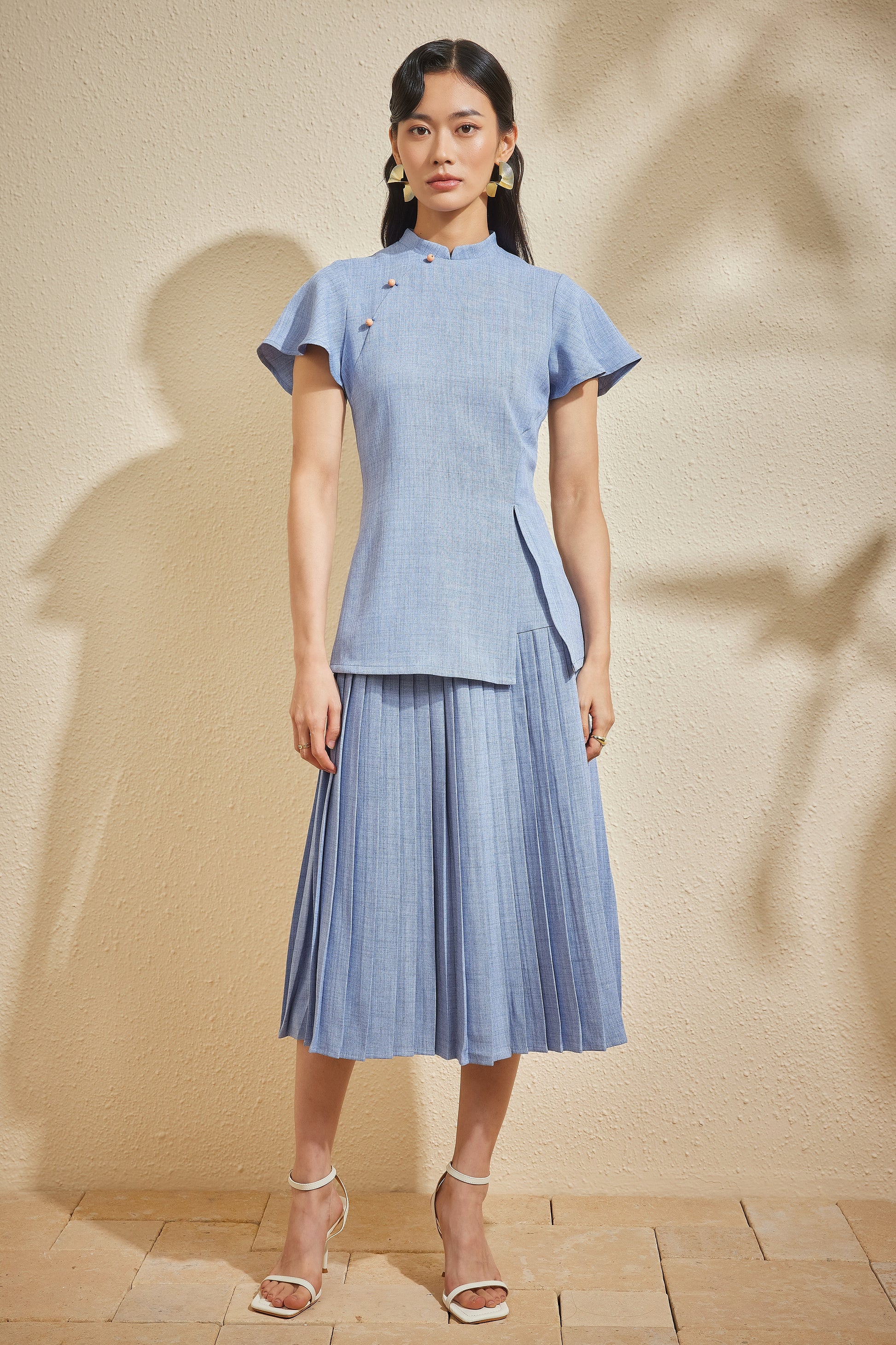 PLISSER SKIRT IN MORNING TIDE