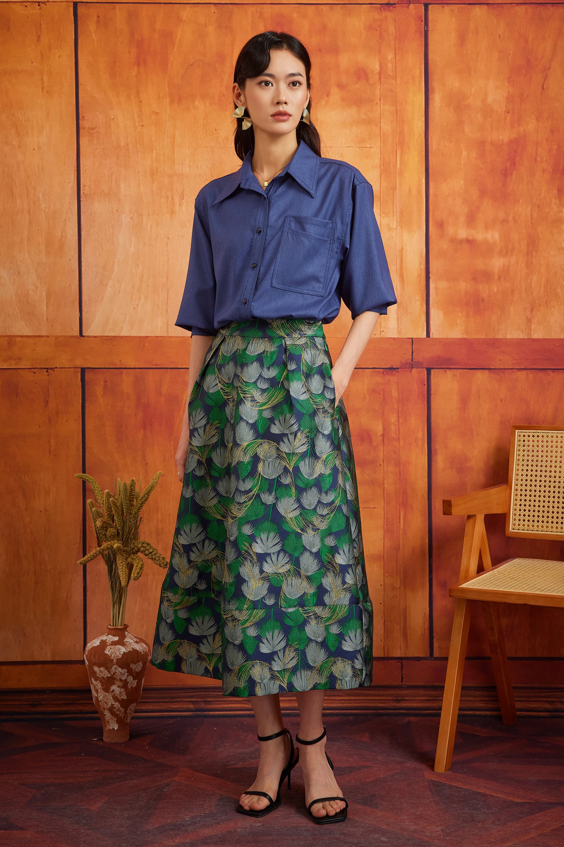 HANA SKIRT IN MIDNIGHT PINE