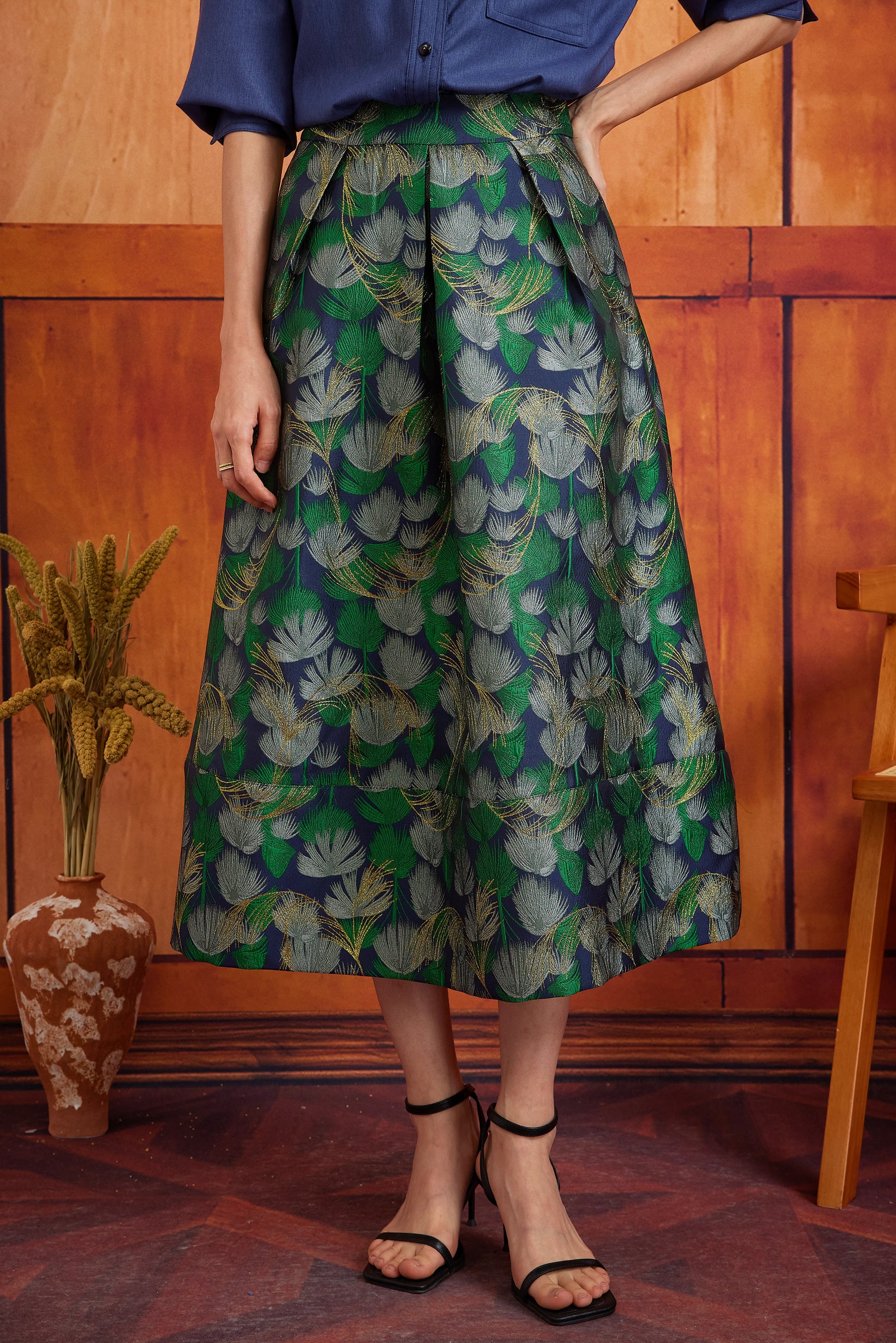 HANA SKIRT IN MIDNIGHT PINE