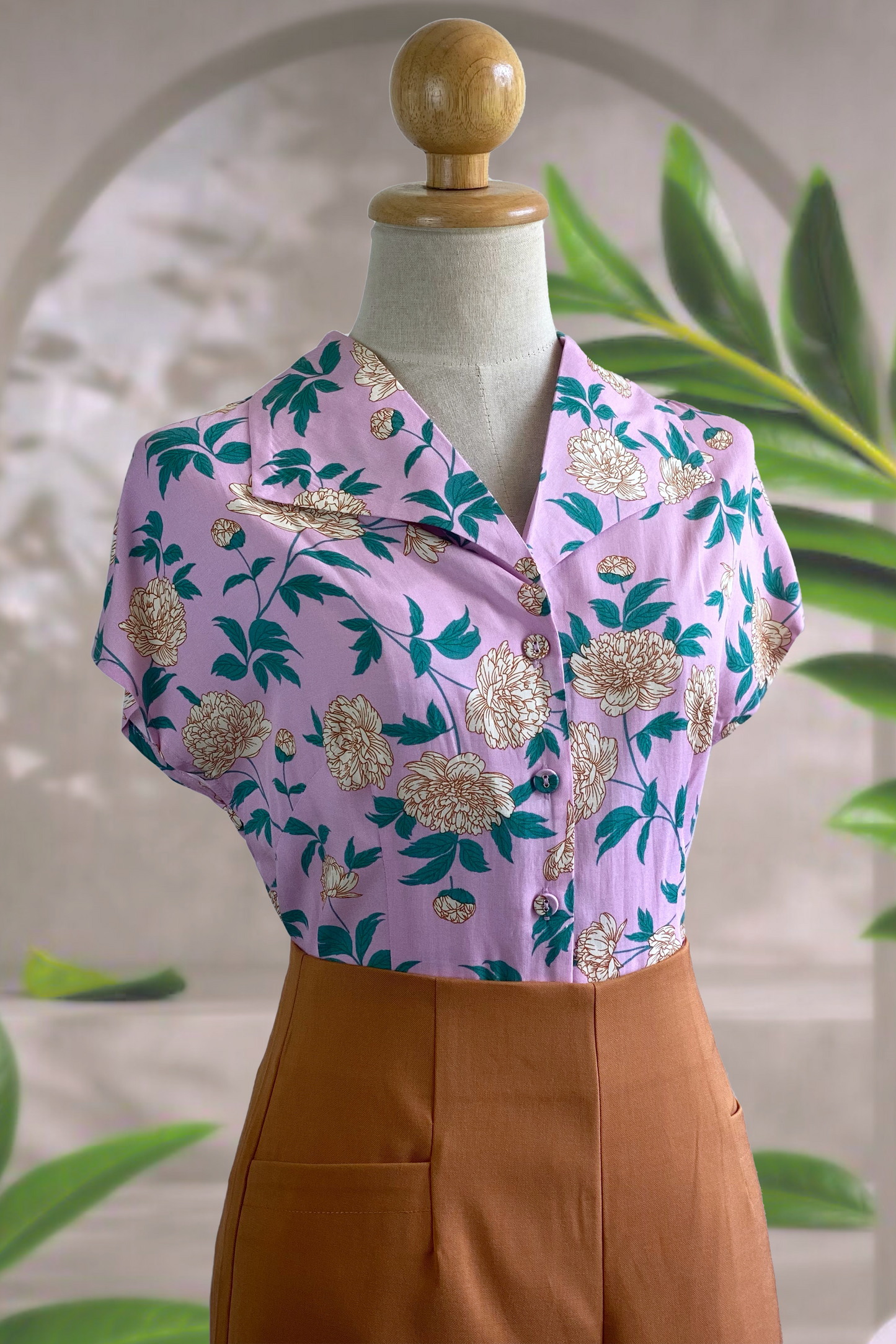 ROCKABILLY VINTAGE SHIRT IN MAUVE BLUME