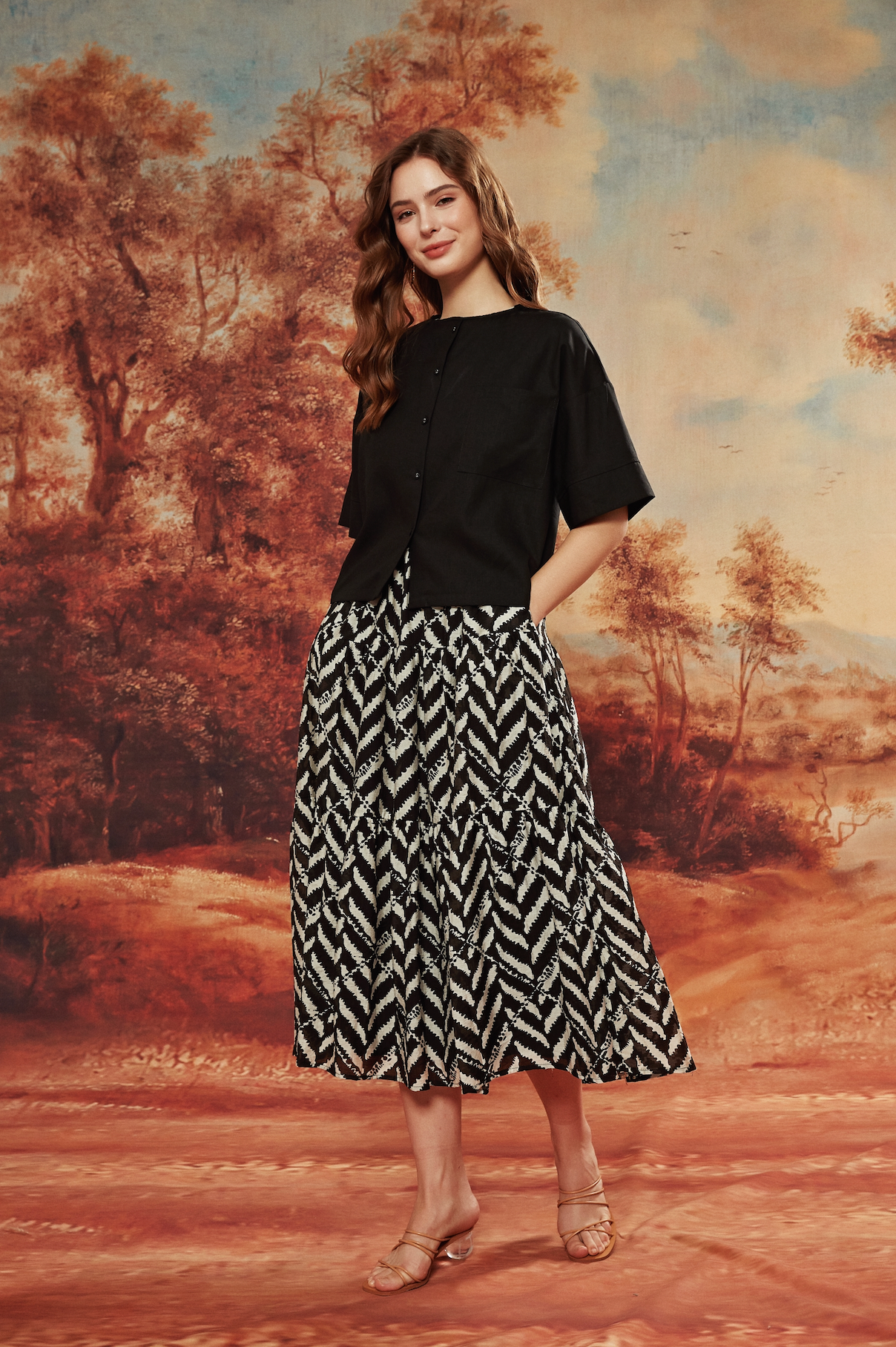 ALEAH MAXI SKIRT IN CHEVRON