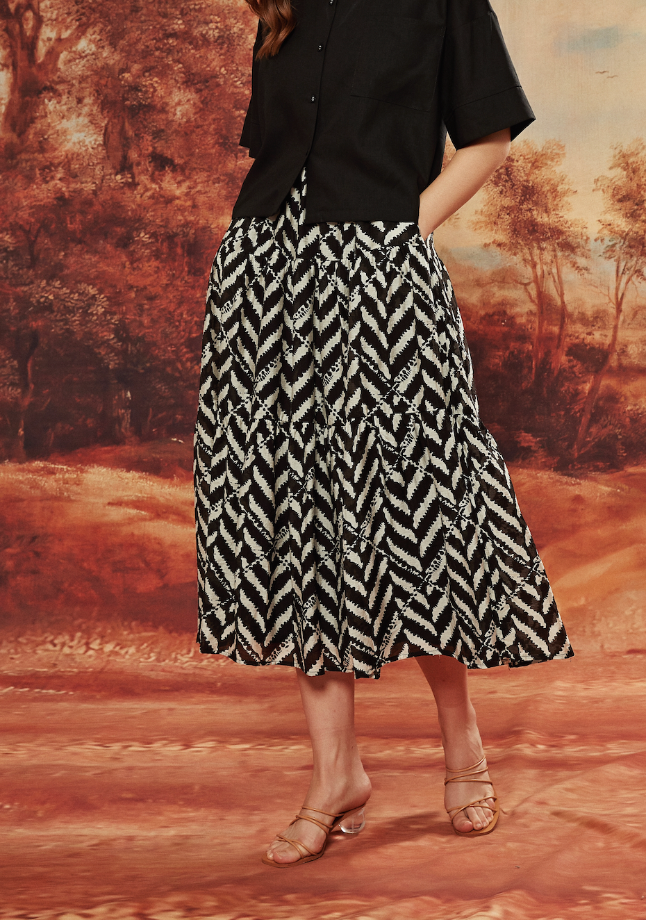 ALEAH MAXI SKIRT IN CHEVRON