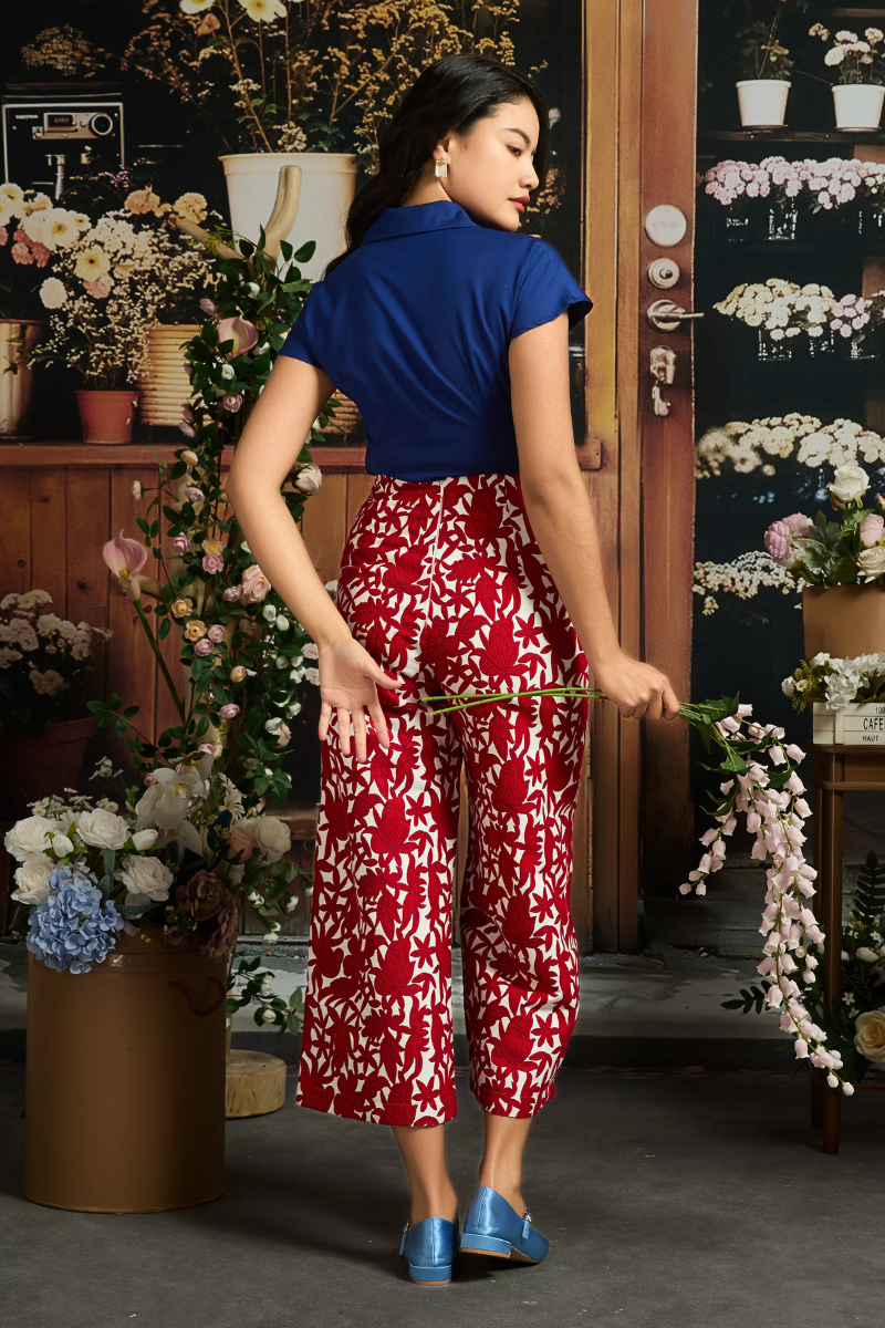 DARIA PANTS IN VERMILION FERNSONG