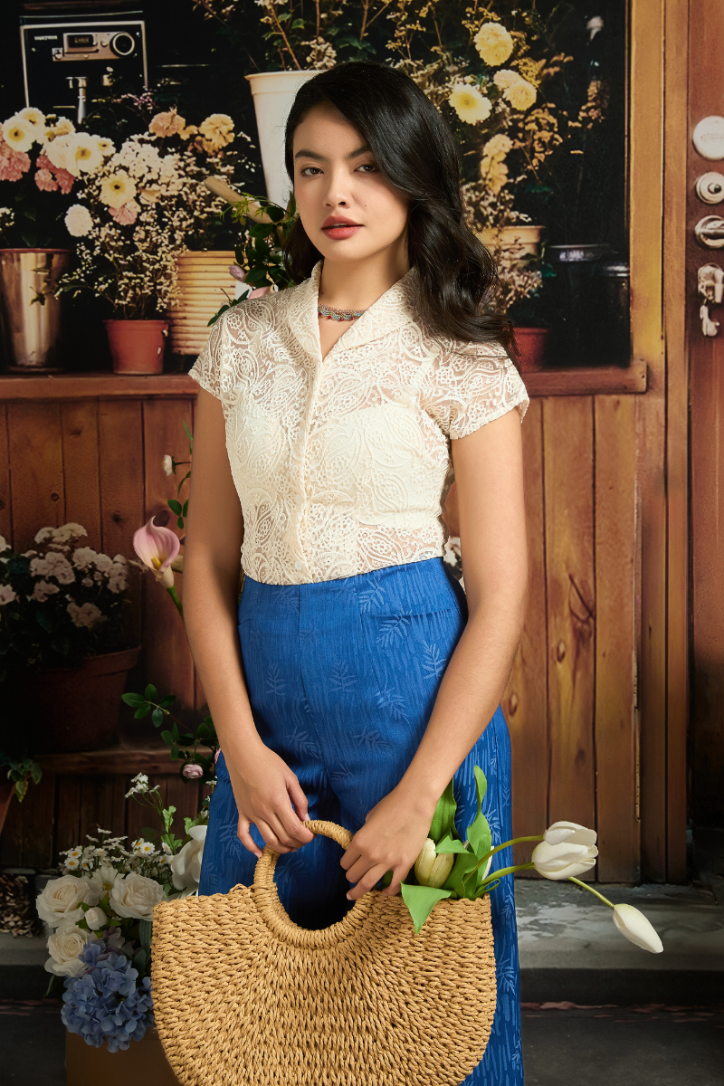 ROCKABILLY SHIRT IN CREAM PETAL