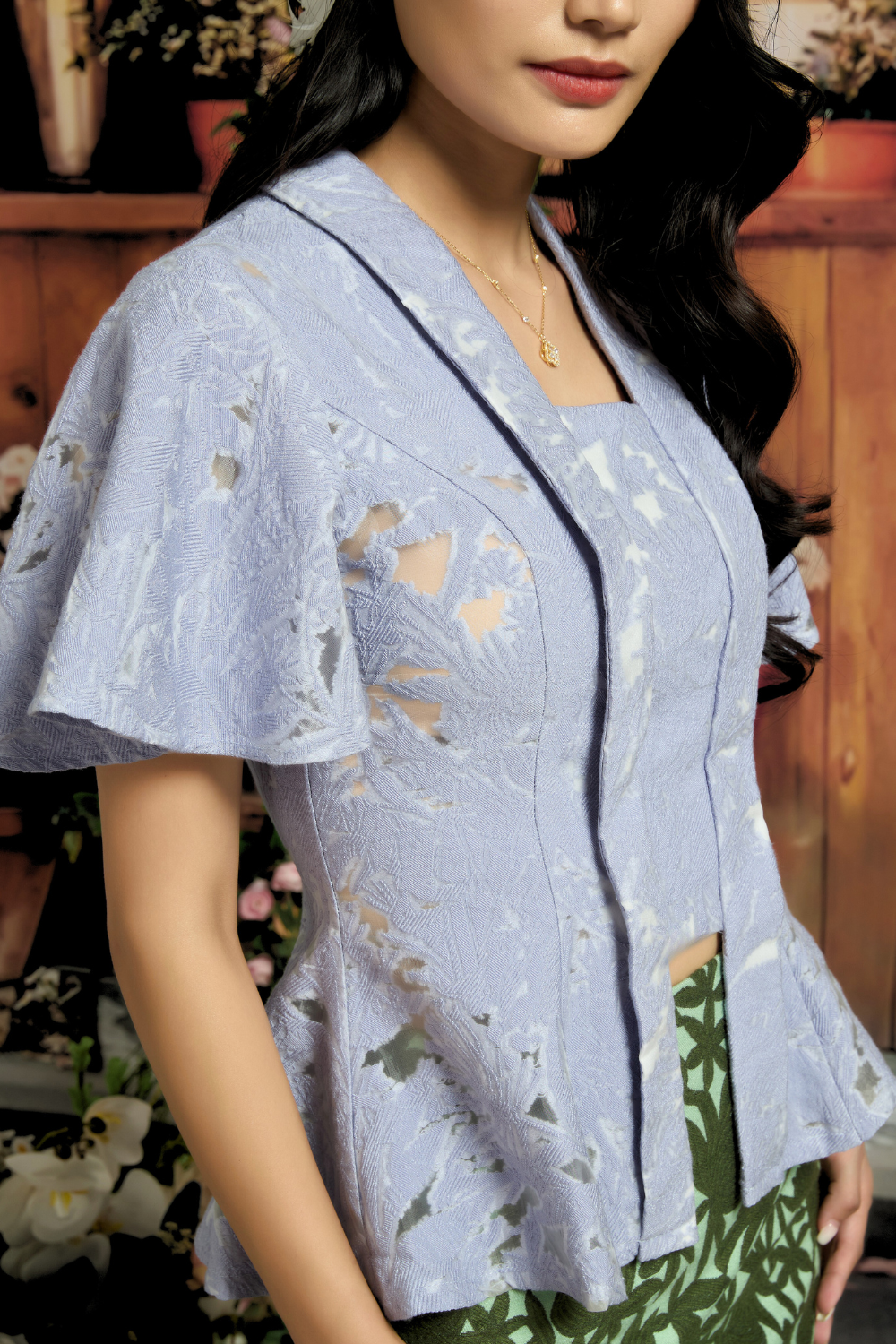 KEBAYA TOP IN LILAC FIELDSTONE