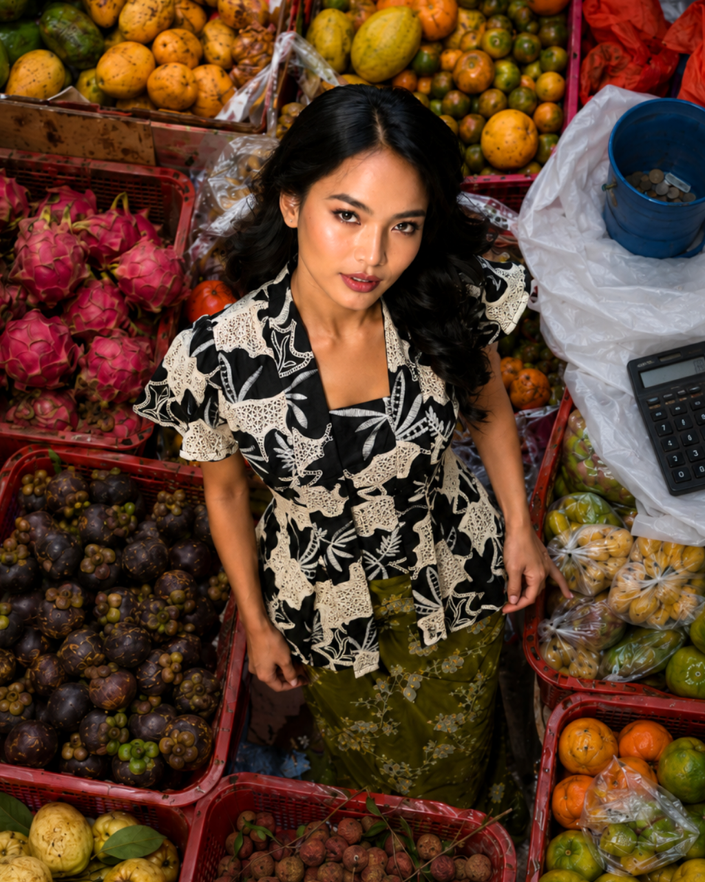 KEBAYA TOP IN SULAM NOIR