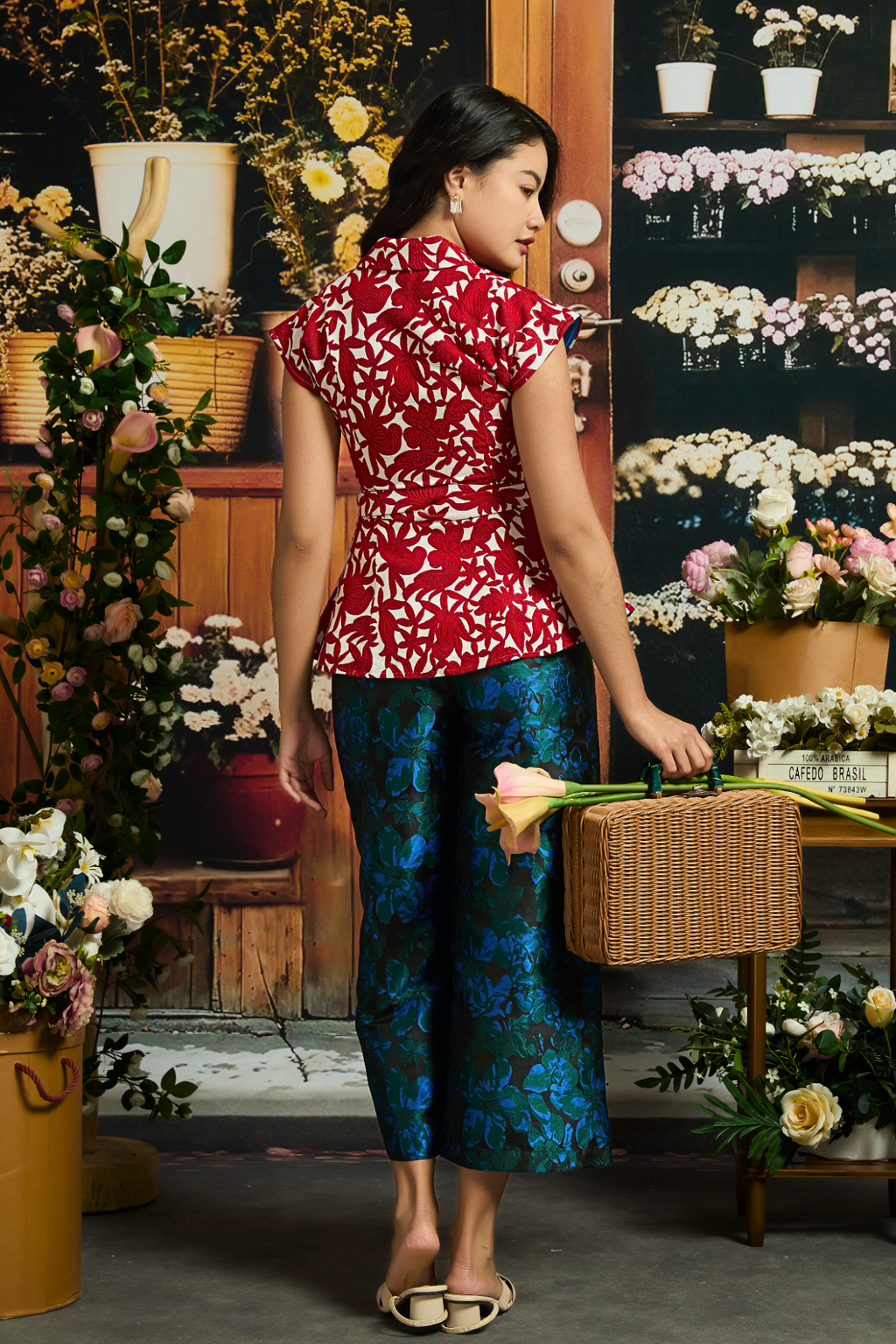 DARIA PANTS IN MIDNIGHT ACANTHUS