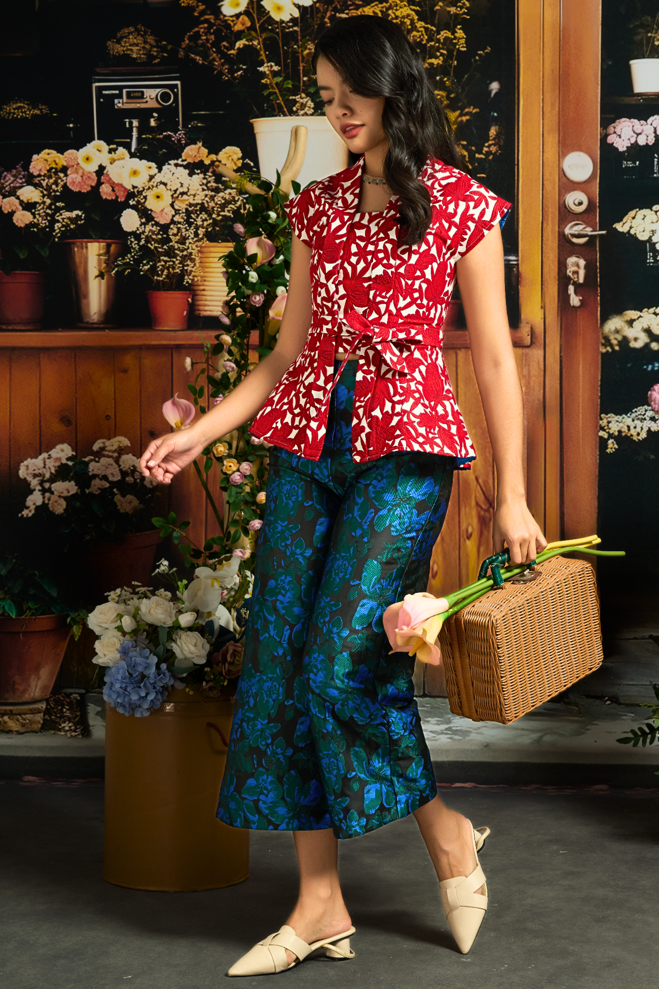 DARIA PANTS IN MIDNIGHT ACANTHUS