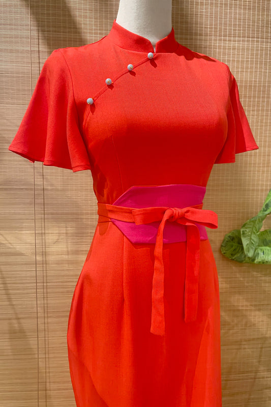 PINGYANG DRESS IN TANGERINE