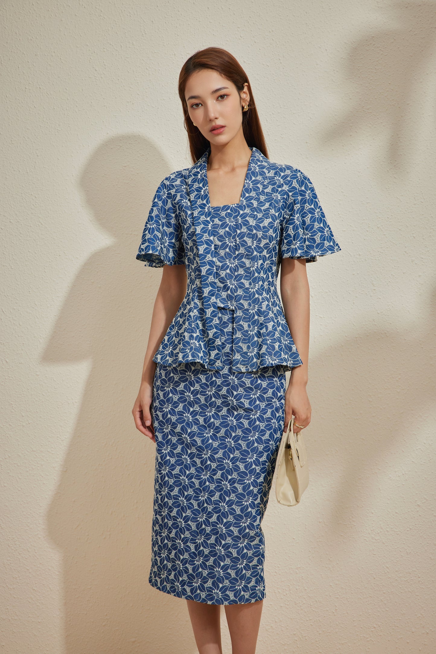 KEBAYA TOP IN NAVY AZALEA