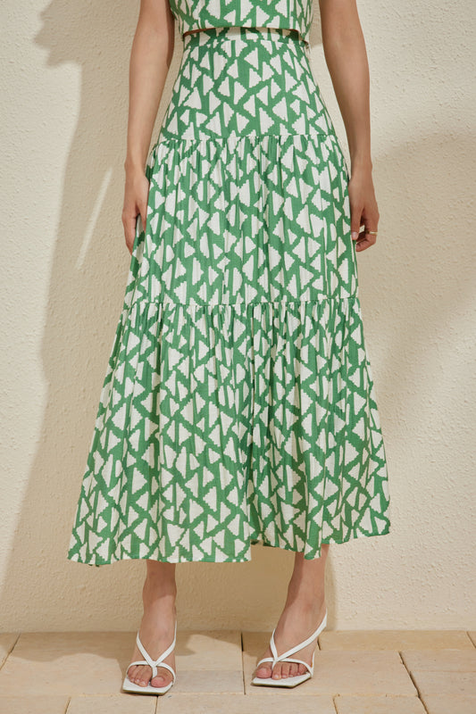 ALEAH MAXI SKIRT IN CARAL GREEN