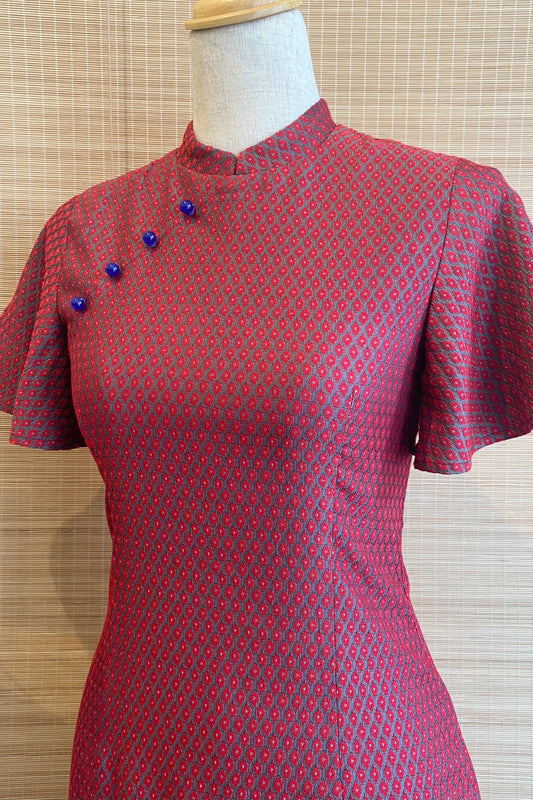 PINGYANG DRESS IN RUBY HONEYCOMB