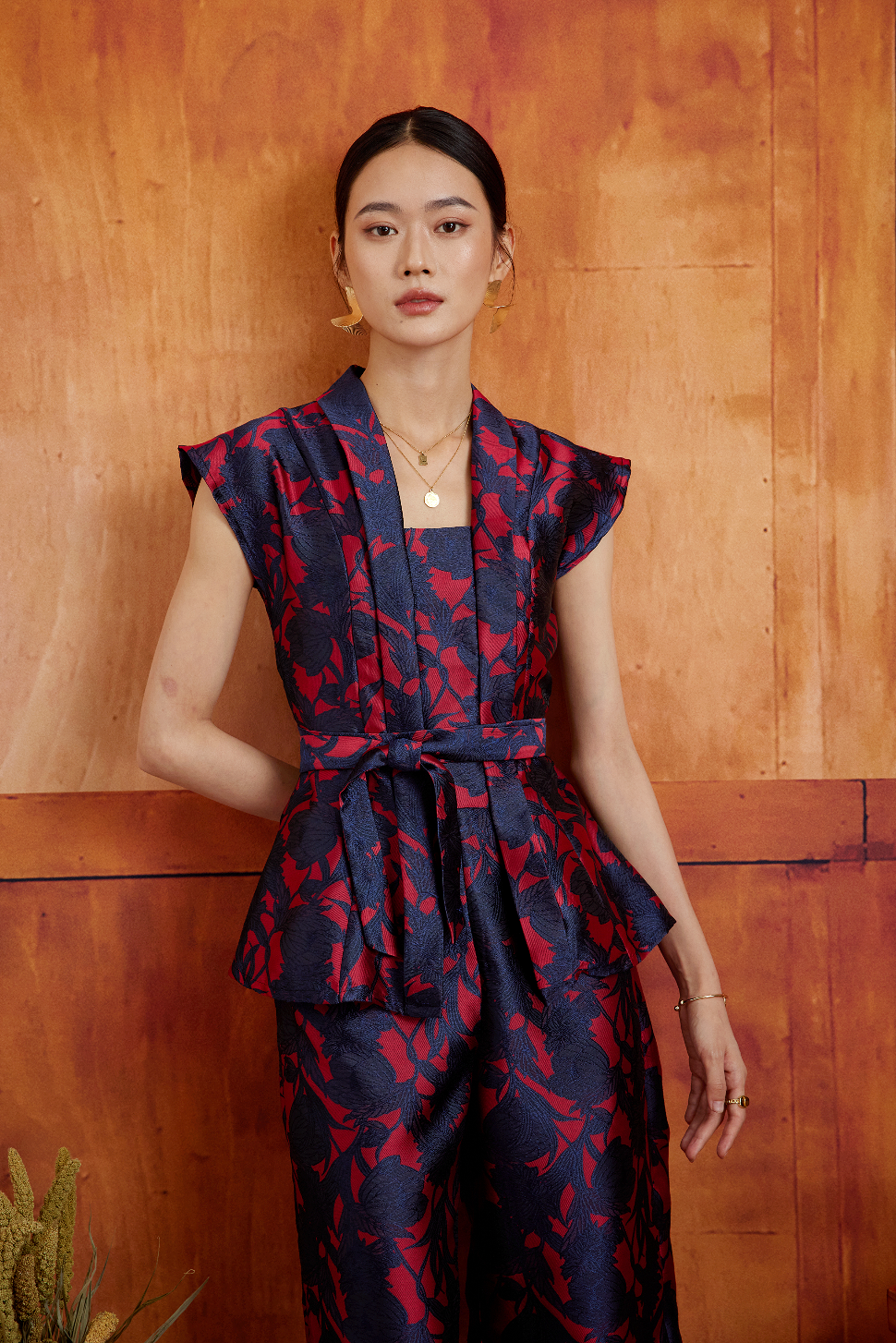 NYA CHIK TOP IN DARK POPPY