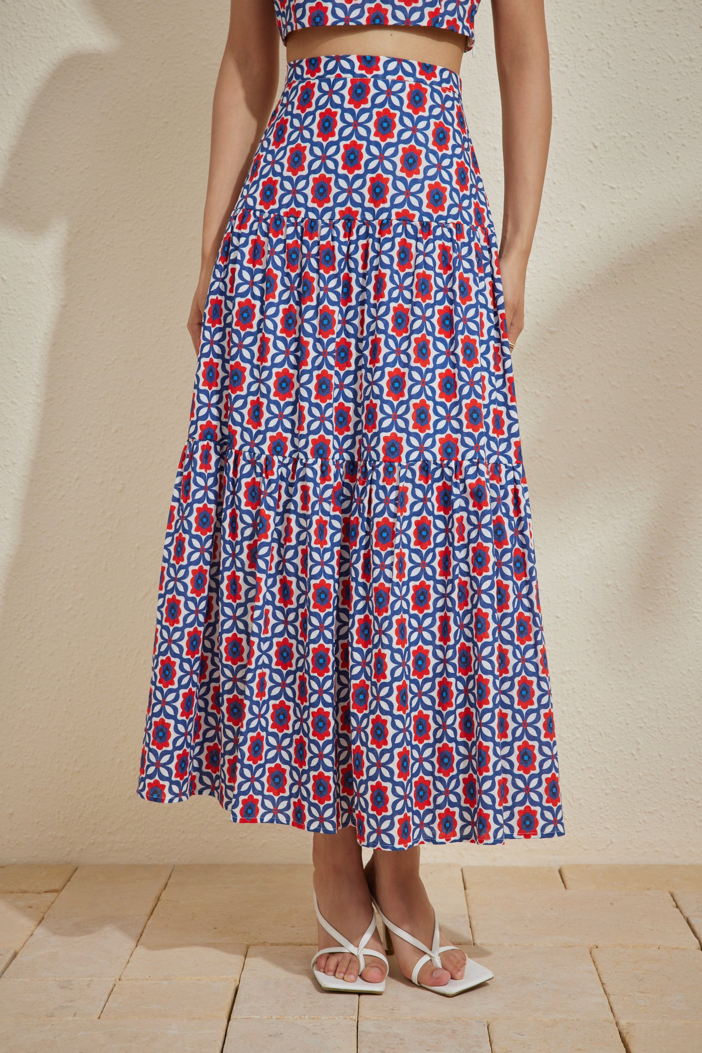 ALEAH MAXI SKIRT IN ARABESQUE BLUE