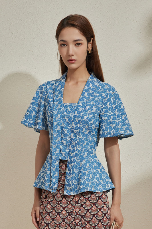 KEBAYA TOP IN BLUE AZALEA