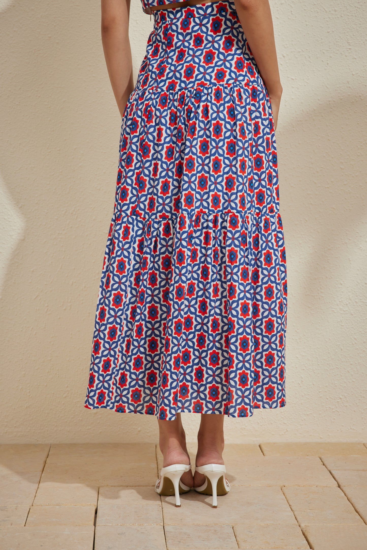 ALEAH MAXI SKIRT IN ARABESQUE BLUE