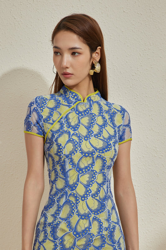 VINTAGE HSI SHIH IN NEON BUTTERFLY