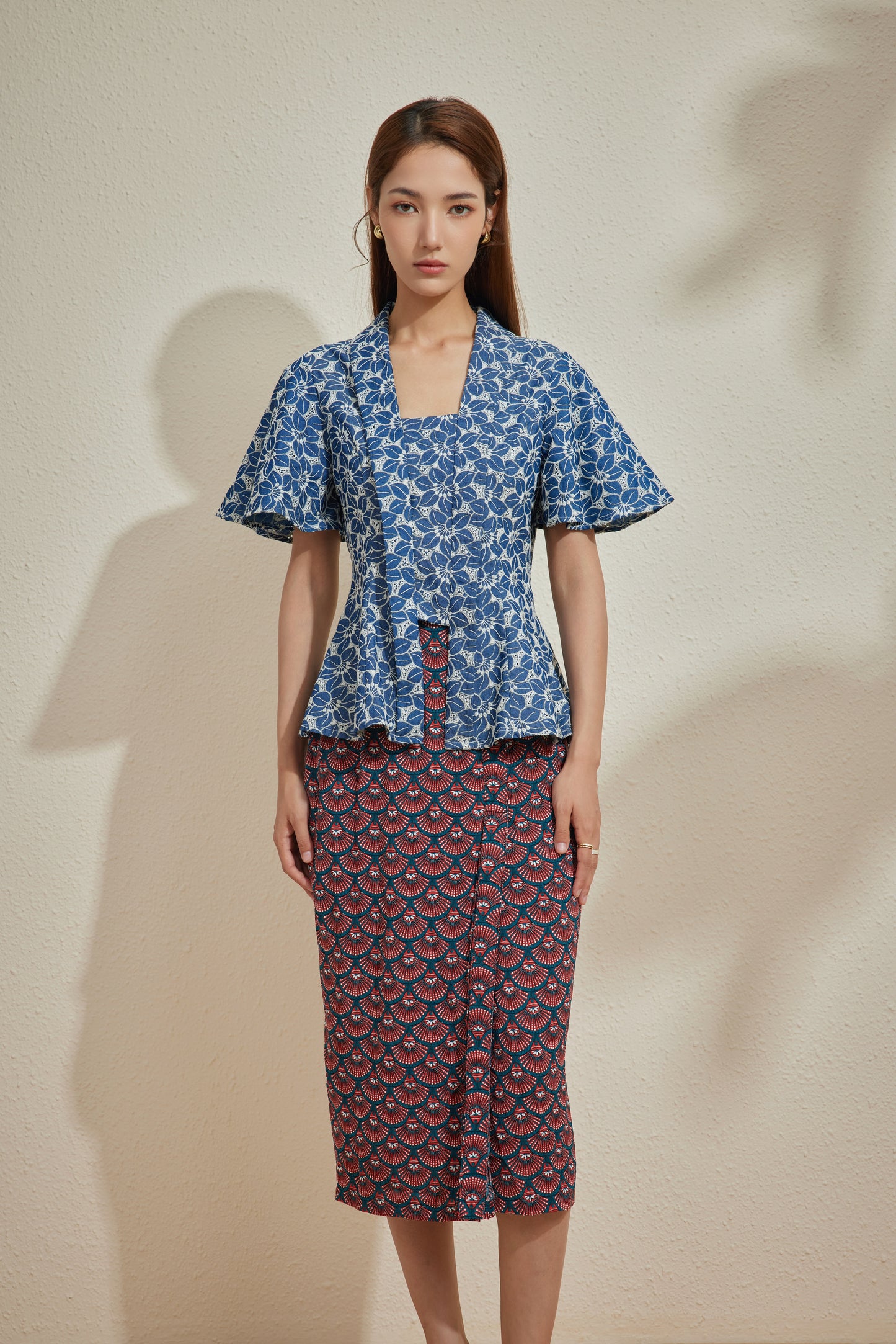 KEBAYA TOP IN NAVY AZALEA
