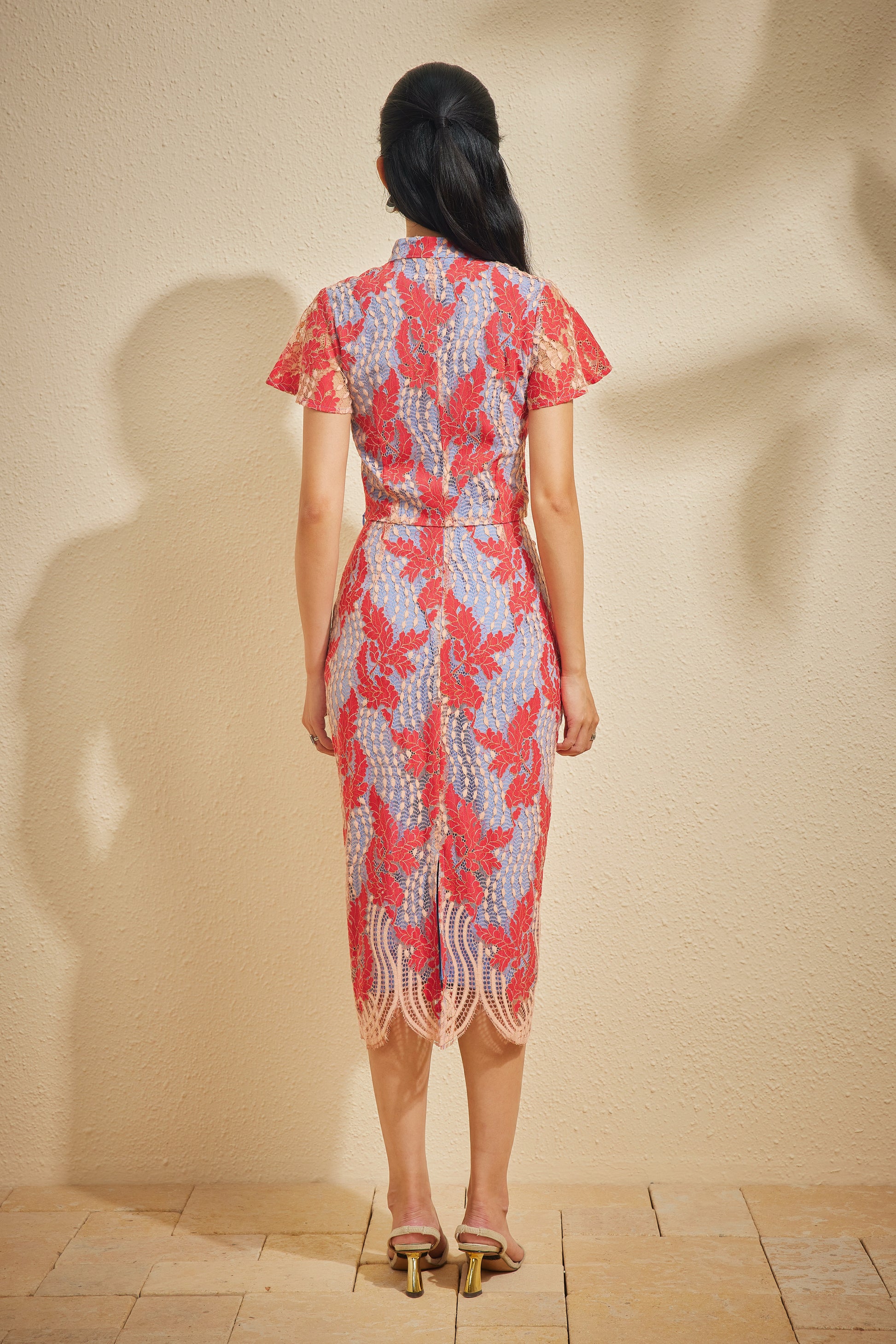 NARI LACE SKIRT IN VERMILLION VEIL