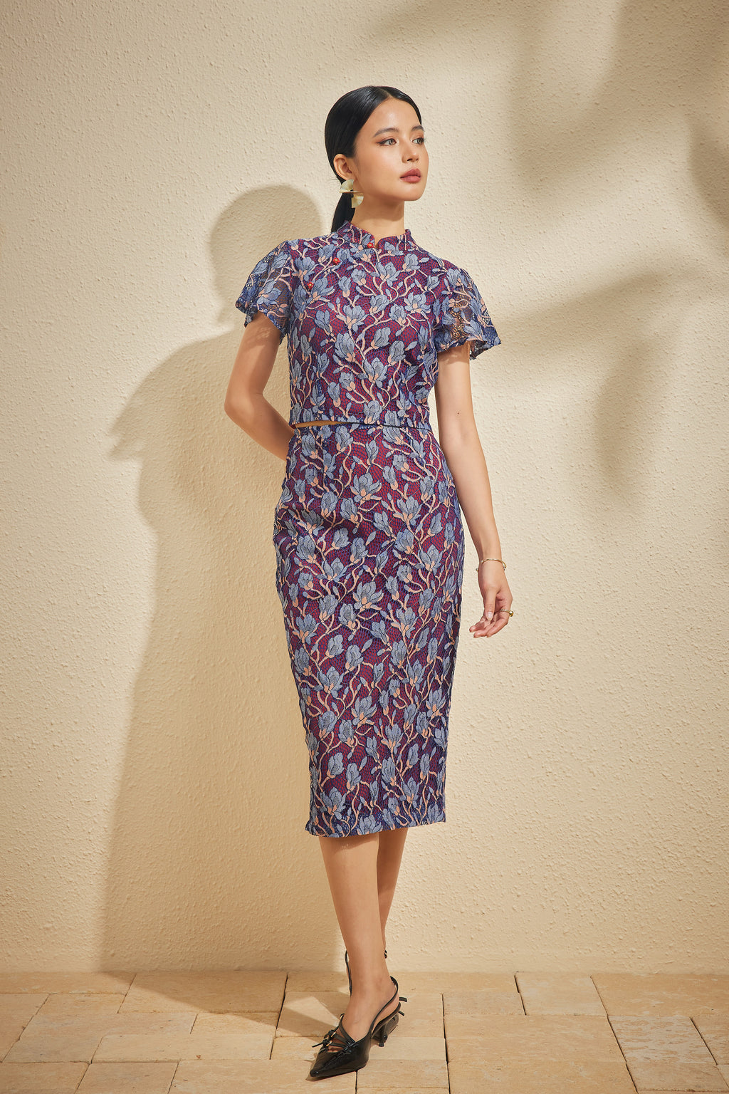 PINGYANG LACE TOP IN PLUM FROST