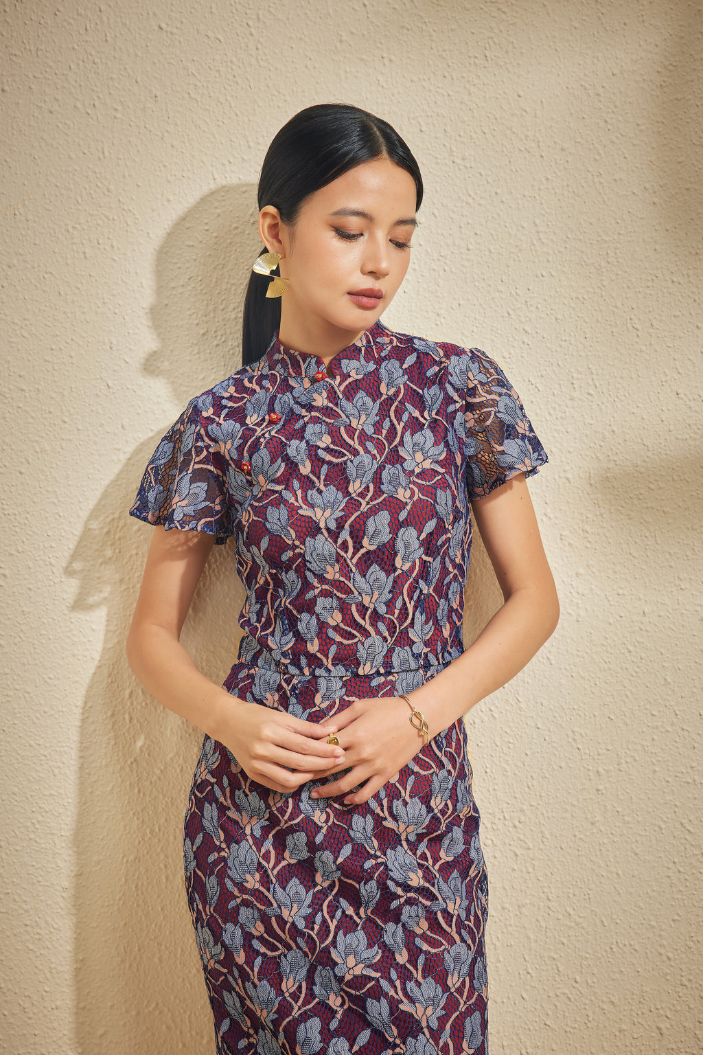 PINGYANG LACE TOP IN PLUM FROST