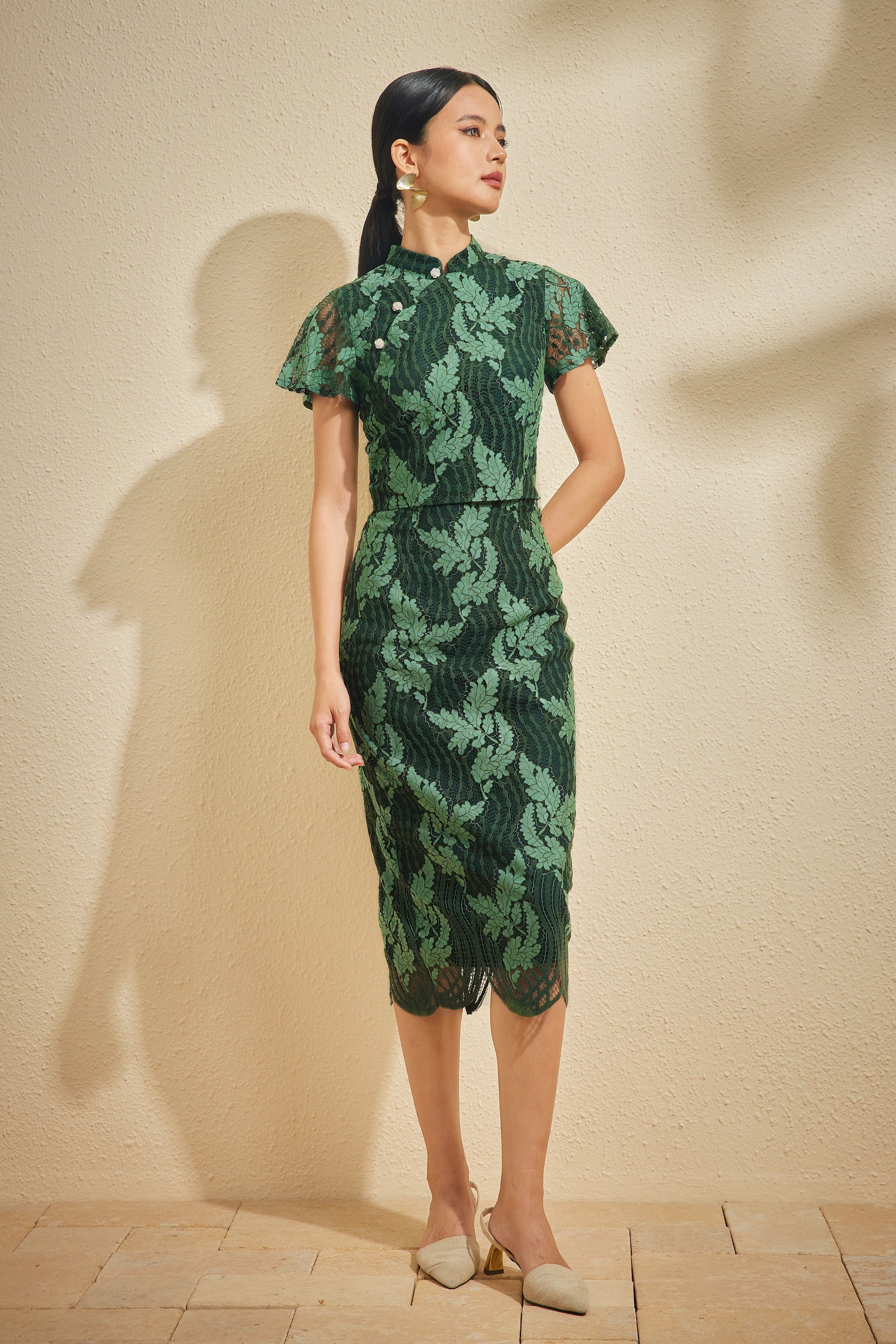 PINGYANG LACE TOP IN JADE CASCADE