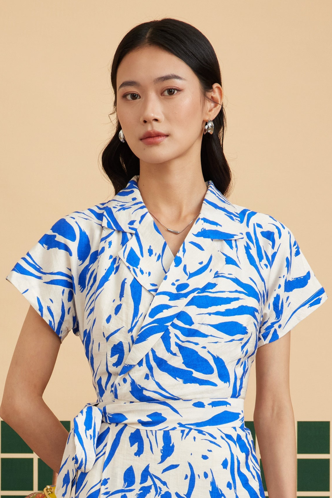 ARABELLA DRESS IN ABSTRACT AZURE