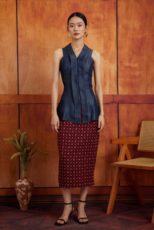 KEBAYA PANJANG IN DARKWASH DENIM