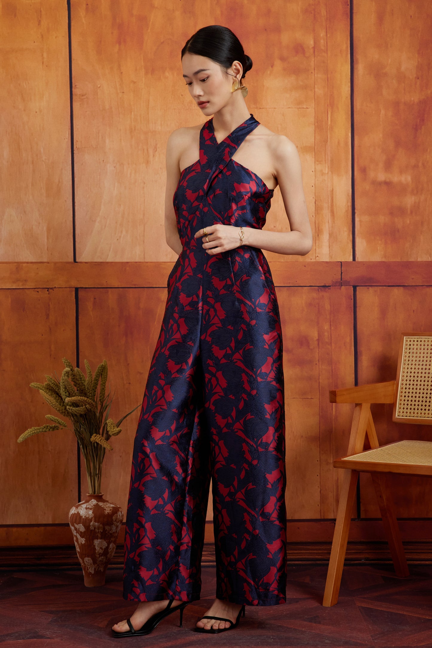 JUNO JUMPSUIT IN DARK POPPY