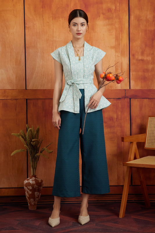 DARIA PANTS IN NAVY HONEYCOMB