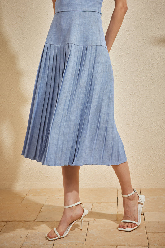 PLISSER SKIRT IN MORNING TIDE