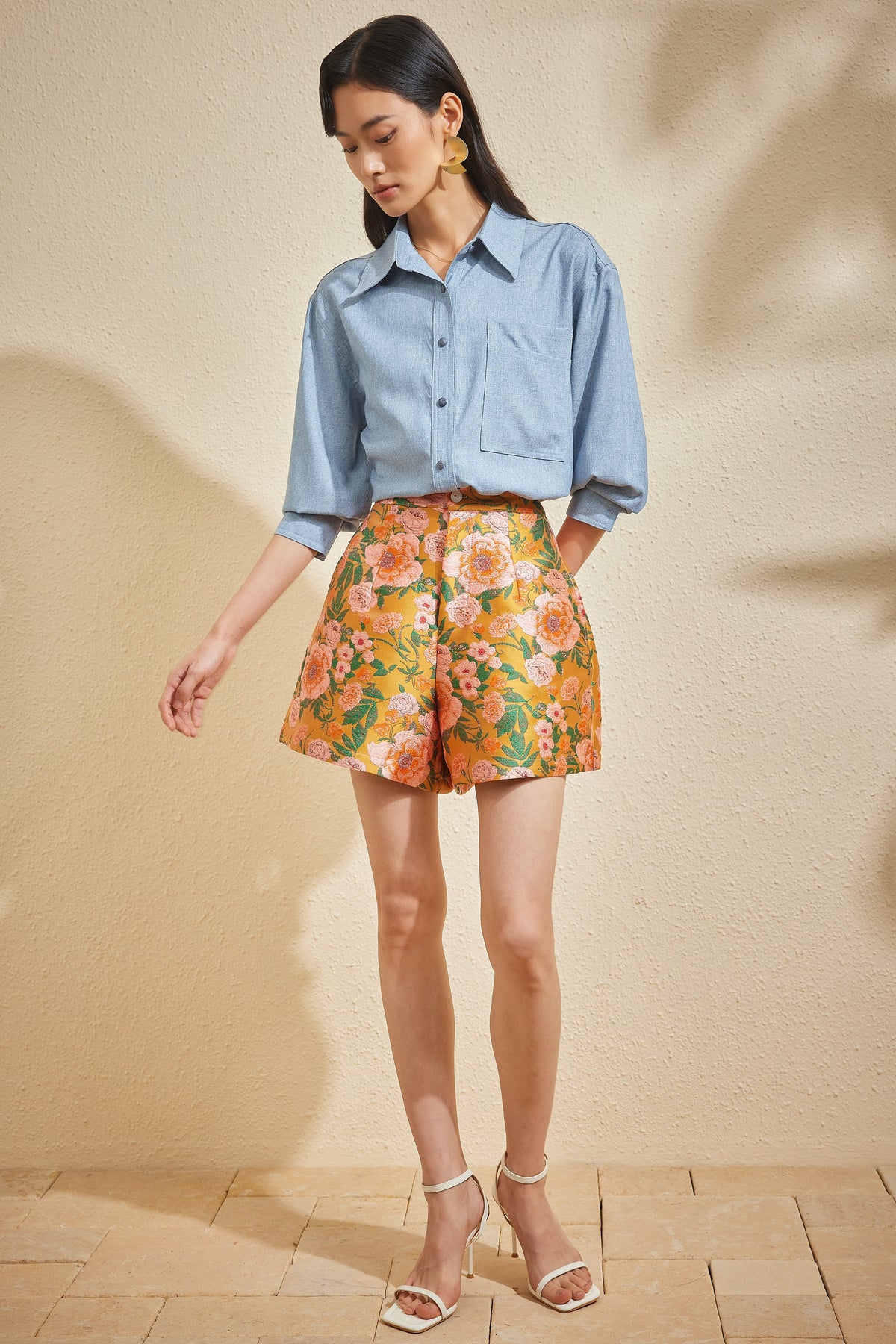 Purple Peony Silk Tailored Short