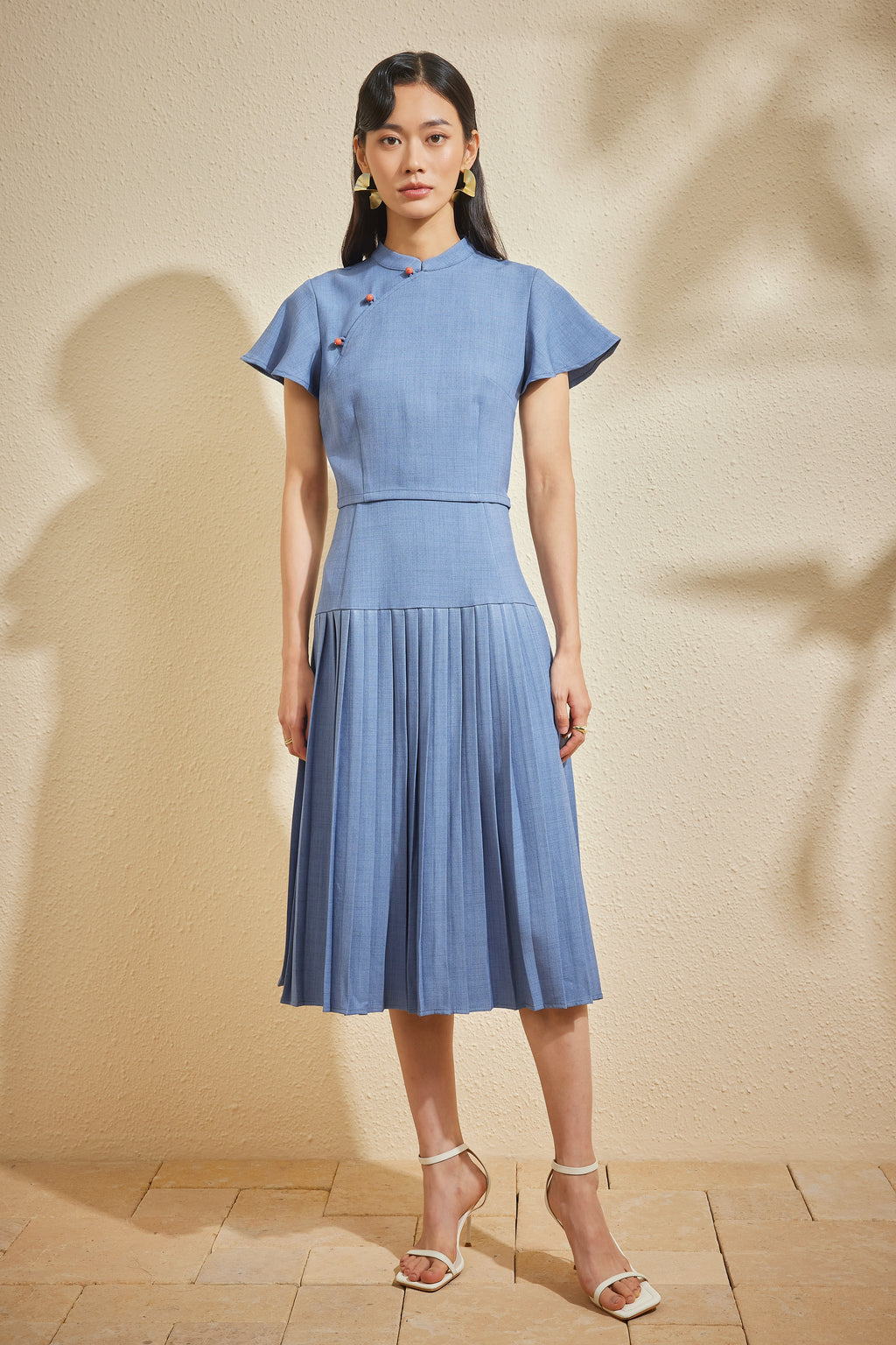 PLISSER SKIRT IN INK STONE