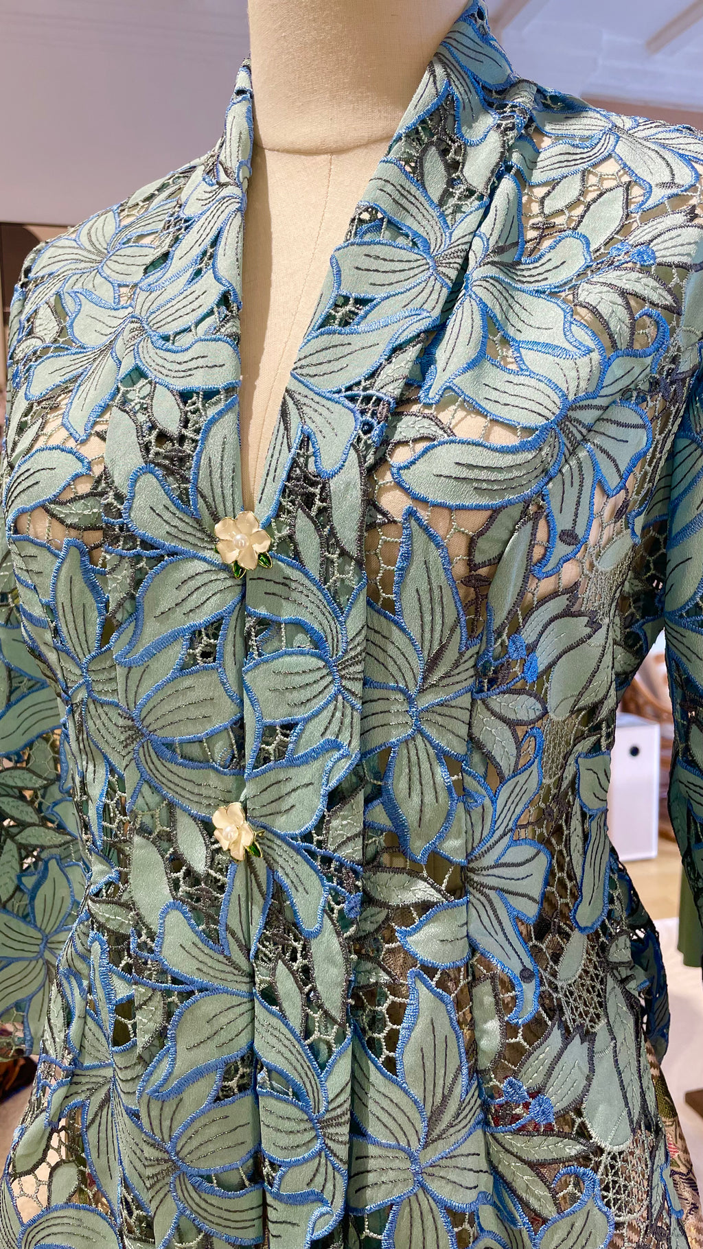 KEBAYA TOP IN OCEAN HUE