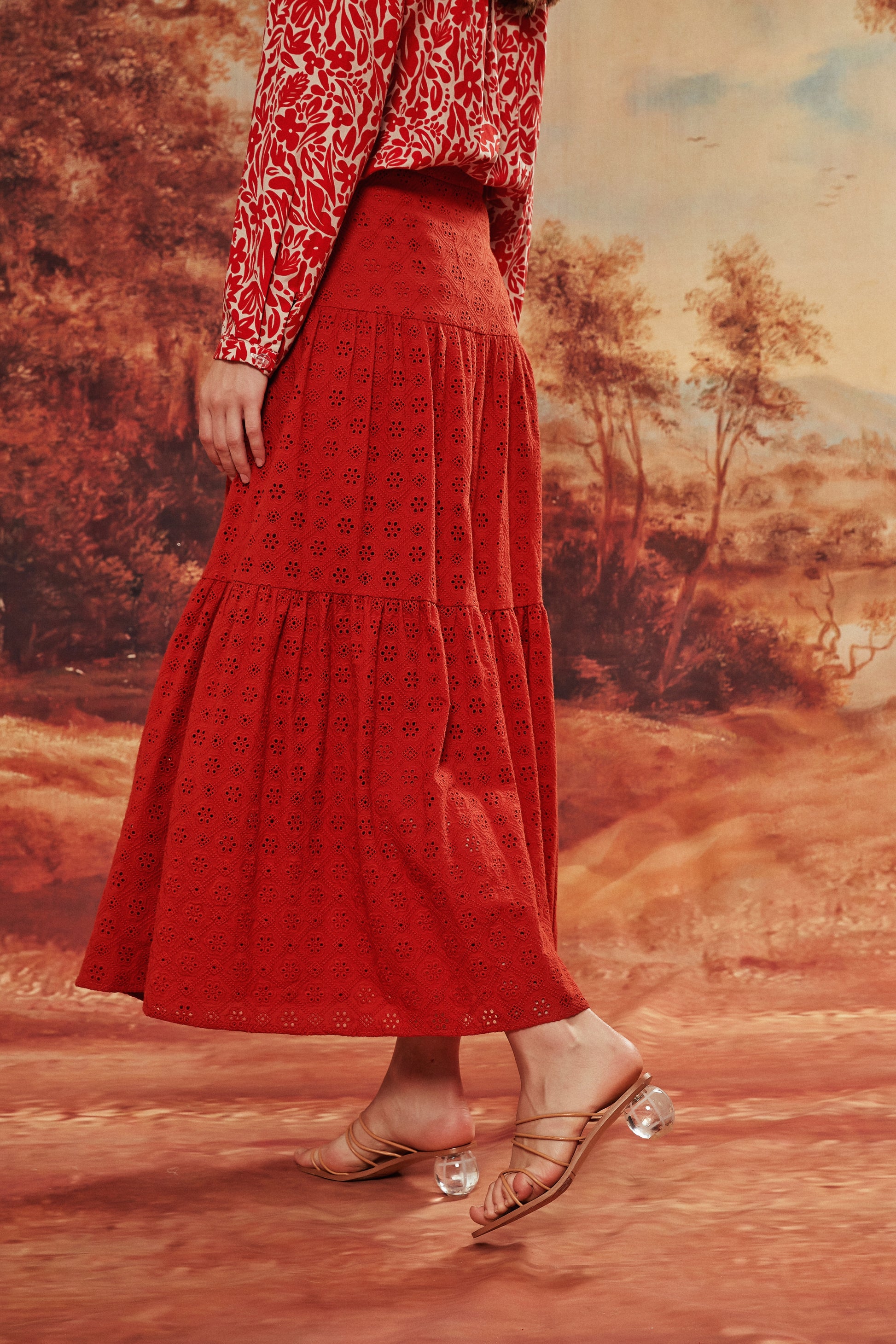 Red maxi skirt 100 Clearance