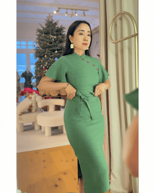 PINGYANG DRESS IN MOSS GREEN